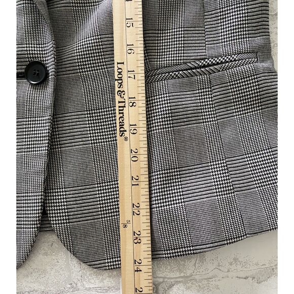Nine West Gray Houndstooth Long Sleeve Front Pockets Lined Blazer Sz 10 - Picture 8 of 10